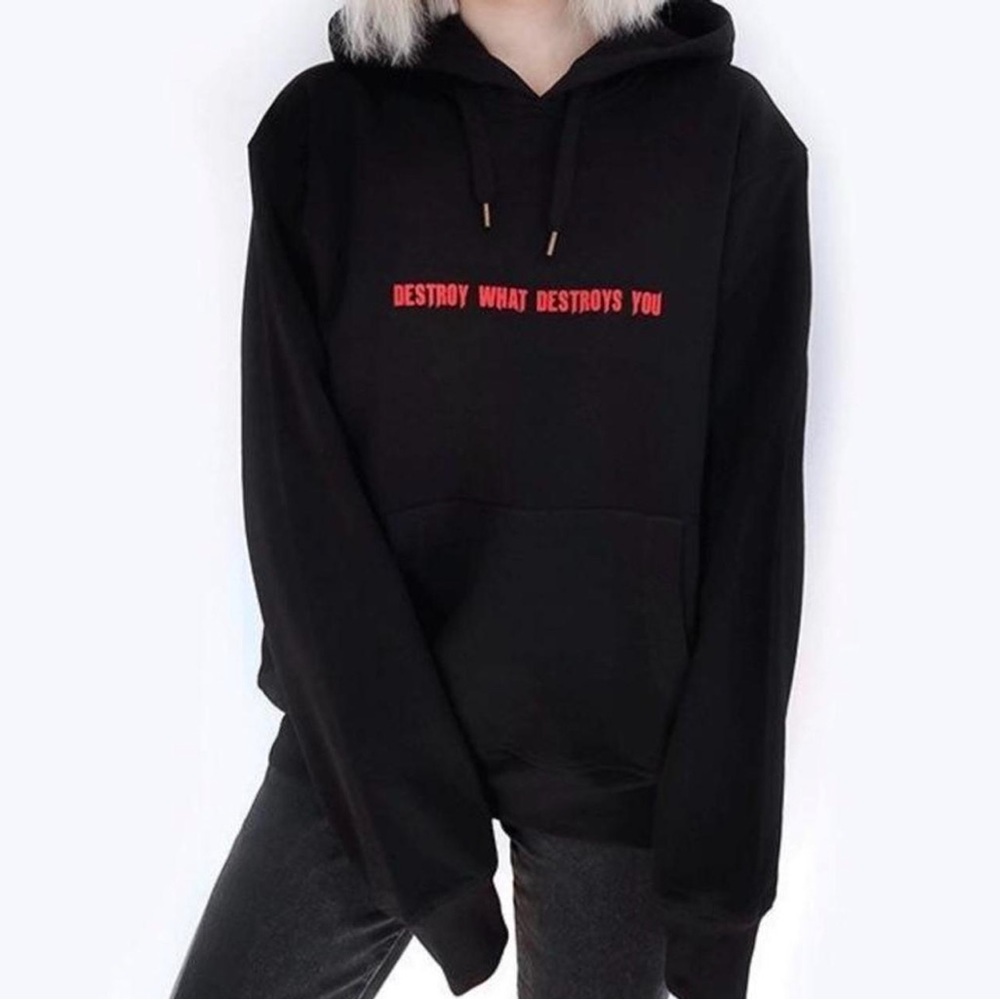 Black Hoodie with Red Text